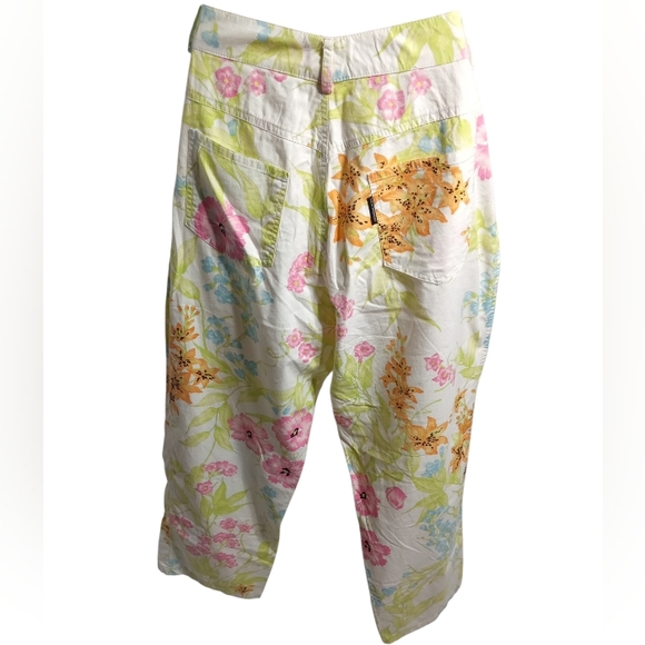 Averado Bessi Floral High Waist Zip Pocket Straight Leg Pants Spring Pastel - Picture 8 of 8